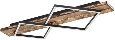 Eglo Plafondlamp Boyal - Zwart - Hout - Warm Wit - 28w