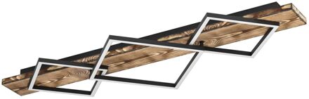Eglo Plafondlamp Boyal - Zwart - Hout - Warm Wit - 42w