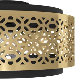 Eglo Plafondlamp Sandbach in zwart en messing goud, zwart