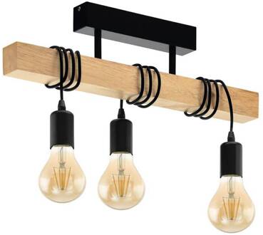 Eglo Plafondlamp Townshend van hout, 3-lamps zwart