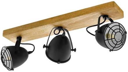 Eglo Plafondspot Gatebeck, hout/zwart, 3-lamps, hout hout licht