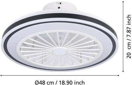 Eglo Plafondventilator Almeria LED CCT, wit/zwart wit, zwart
