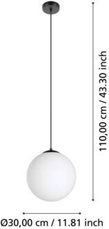 Eglo Rondo 3 Hanglamp Ø 30 cm - Zwart/Wit Wit, Zwart