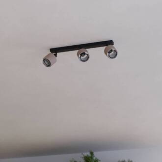 Eglo Rosley plafondspot, lengte 43 cm, zwart/natuur, 3-lamps. zwart, natuurlijk