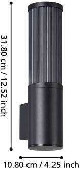 Eglo Salle buitenwandlamp, hoogte 31 cm, zwart, aluminium zwart, zwart-transparant