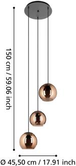 EGLO Stars Of Light hanglamp Cordoba, 3-lamps, rond, koper koper, zwart
