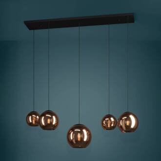EGLO Stars Of Light hanglamp Cordoba, 5-lamps lang, koper koper, zwart
