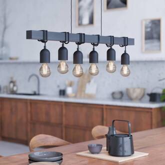 Eglo Townshend hanglamp, lengte 100 cm zwart, 6-lamps.