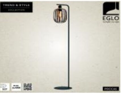 Eglo Vloerlamp Pocicas Zwart Messing ⌀25cm E27