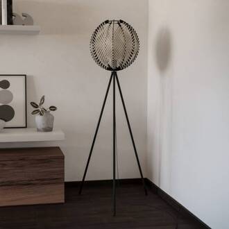 Eglo Vloerlamp Waverton, zwart/wit, hoogte 143 cm, staal/stof zwart, wit