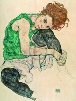 Egon Schiele - Sitzende Frau Mit Hochgezogenen Kunstdruk 60x80cm