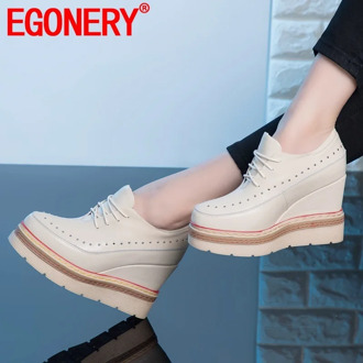 EGONERY spring new fashion women pumps outside high heels platform cross-tied round toe women shoes drop shipping size 33-40