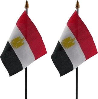 Egypte - 2x - mini vlaggetje van 10 x 15 cm op stokje - Landen vlag - H27 cm