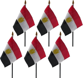 Egypte - 6x - mini vlaggetje van 10 x 15 cm op stokje - Landen vlag - H27 cm