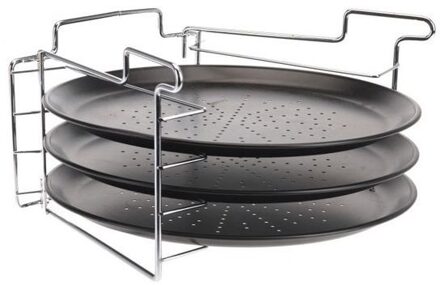 EH Pizzaplaat Met 3 Bakplaten ø 30 cm Zwart
