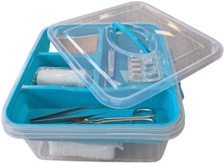 EHBO opbergdoos/medicijnkistje - 5L - blauw - opbergbox met vakken - pleisters/verband