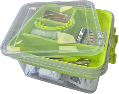 EHBO opbergdoos/medicijnkistje - 5L - groen - opbergbox met vakken - pleisters/verband