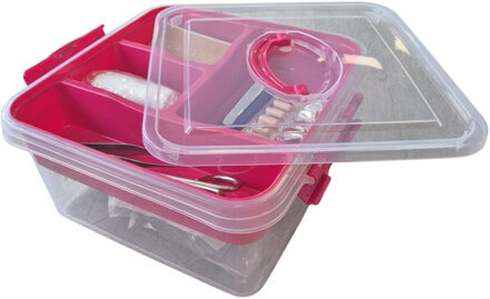 EHBO opbergdoos/medicijnkistje - 5L - rood - opbergbox met vakken - pleisters/verband