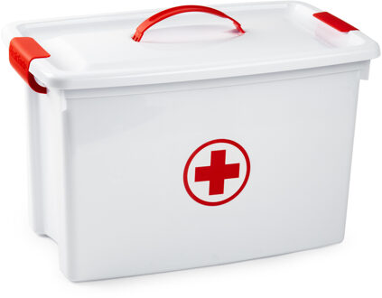 EHBO opbergdoos met vakken - 22L - 28 x 45 x 28 cm - kunststof - verband/pleisters box - Eerste hulp