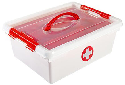 EHBO opbergdoos met vakken - 9L - 37 x 29 x 13 cm - kunststof - verband/pleisters box - Eerste hulp