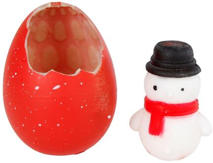Ei met groeiende kerstman/sneeuwpop 6cm rood