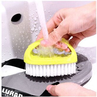 Ei Vormige Borstel Met Comfortabele Handgreep Pp Nylon Materiaal Zacht Borstelige Haren Voor Kleding Schoenen Badkamer Cleaning Tools geel