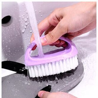 Ei Vormige Borstel Met Comfortabele Handgreep Pp Nylon Materiaal Zacht Borstelige Haren Voor Kleding Schoenen Badkamer Cleaning Tools paars