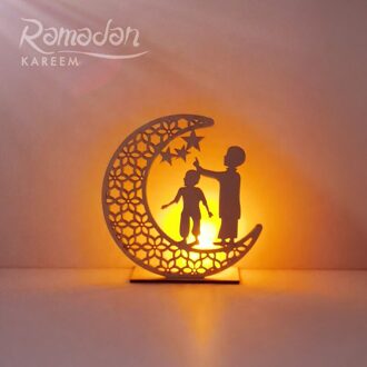 Eid Houten Ornament Eid Mubarak Ramadan Decor Led Lamp Decoratie Ambachten Moslim Party Festival Lichten Ornamenten Feestartikelen 01