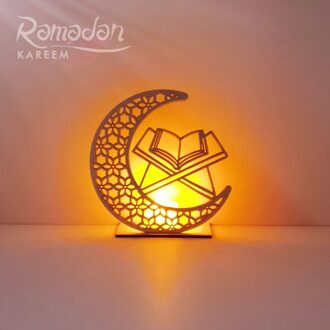 Eid Houten Ornament Eid Mubarak Ramadan Decor Led Lamp Decoratie Ambachten Moslim Party Festival Lichten Ornamenten Feestartikelen 07