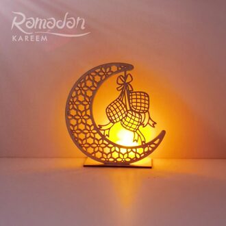 Eid Houten Ornament Eid Mubarak Ramadan Decor Led Lamp Decoratie Ambachten Moslim Party Festival Lichten Ornamenten Feestartikelen 08