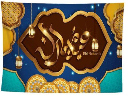 Eid Mubarak Decor Maan Kasteel Kareem Ramadan Wandtapijt Moslim Thuis Festival Muur Decor Achtergrond Opknoping Wandtapijten Abrikoos