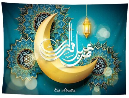 Eid Mubarak Decor Maan Kasteel Kareem Ramadan Wandtapijt Moslim Thuis Festival Muur Decor Achtergrond Opknoping Wandtapijten Fluorescerend Groen