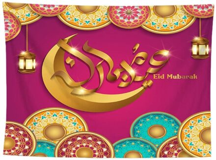 Eid Mubarak Decor Maan Kasteel Kareem Ramadan Wandtapijt Moslim Thuis Festival Muur Decor Achtergrond Opknoping Wandtapijten Paars grijs