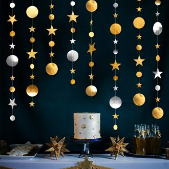 Eid Mubarak Decoratie 4M Goud Zilver Ster Maan Vorm Papier Slingers Bruiloft Verjaardag Event Party Diy Decoraties Ramadan Kareem