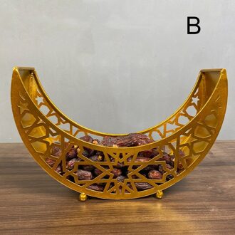 Eid Mubarak Maan/Ster Dienblad Servies Dessert Voedsel Opslag Container Ramadan Smeedijzeren Lade Voor Thuis Decor DC1 gouden b