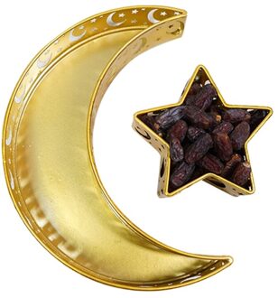 Eid Mubarak Moon Star Dienblad Servies Dessert Voedsel Opslag Container Ramadan Moslim Islamitische Party Supply gouden 1
