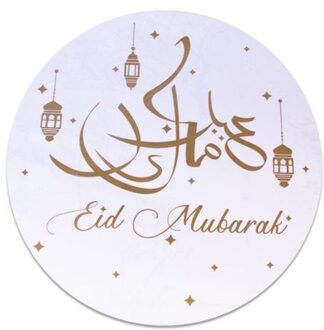 Eid Mubarak – Raamsticker Goud (Ø46 cm)