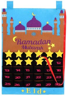 Eid Ramadan Mubarak 30 Dagen Advent Kalender Opknoping Vilt Countdown Kalender Voor Kinderen Party Decor Blauw