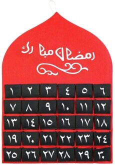 Eid Ramadan Mubarak 30 Dagen Advent Kalender Opknoping Vilt Countdown Kalender Voor Kinderen Party Decor Rood