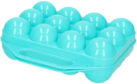 Eierdoos - koelkast organizer eierhouder - 12 eieren - blauw - kunststof - 20 x 19 cm