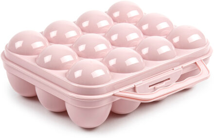 Eierdoos - koelkast organizer eierhouder - 12 eieren - licht roze - kunststof - 20 x 18,5 cm - Vershoudbakjes
