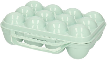 Eierdoos - koelkast organizer eierhouder - 12 eieren - mint groen - kunststof - 20 x 18,5 cm