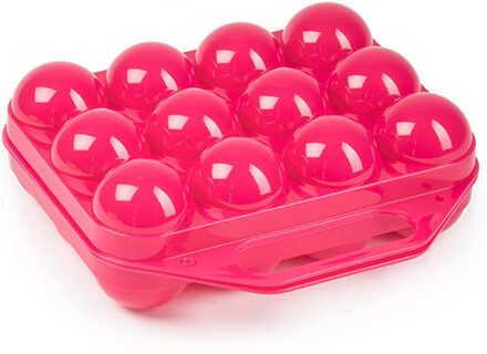 Eierdoos - koelkast organizer eierhouder - 12 eieren - roze - kunststof - 20 x 19 cm