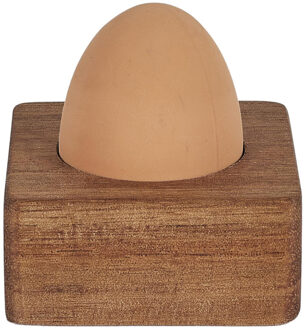 eierdop - acacia hout - donkerbruin - vierkant - 6,5 x 6,5 cm