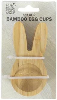 Eierdop Bunny bamboe set a 2 5x9,8x2,1cm bruin