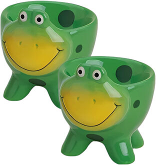 Eierdopje Kikker - 4x - 5 x 6 cm - keramiek - dieren - eierdop