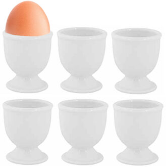 Eierdopje - set van 6x stuks - porselein - wit - 5 x 6cm