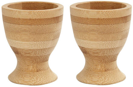 Eierdopjes - 6x stuks - hout - 6 cm - Ontbijt en lunch Pasen tafeldecoratie