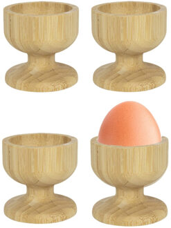 Eierdopjes bamboe hout - 12x - blanco - 5 x 5 cm - ontbijt/brunch servies