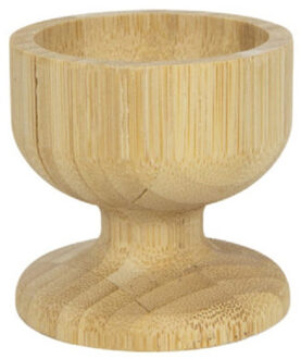 Eierdopjes bamboe hout - 1x - blanco - 5 x 5 cm - ontbijt/brunch servies